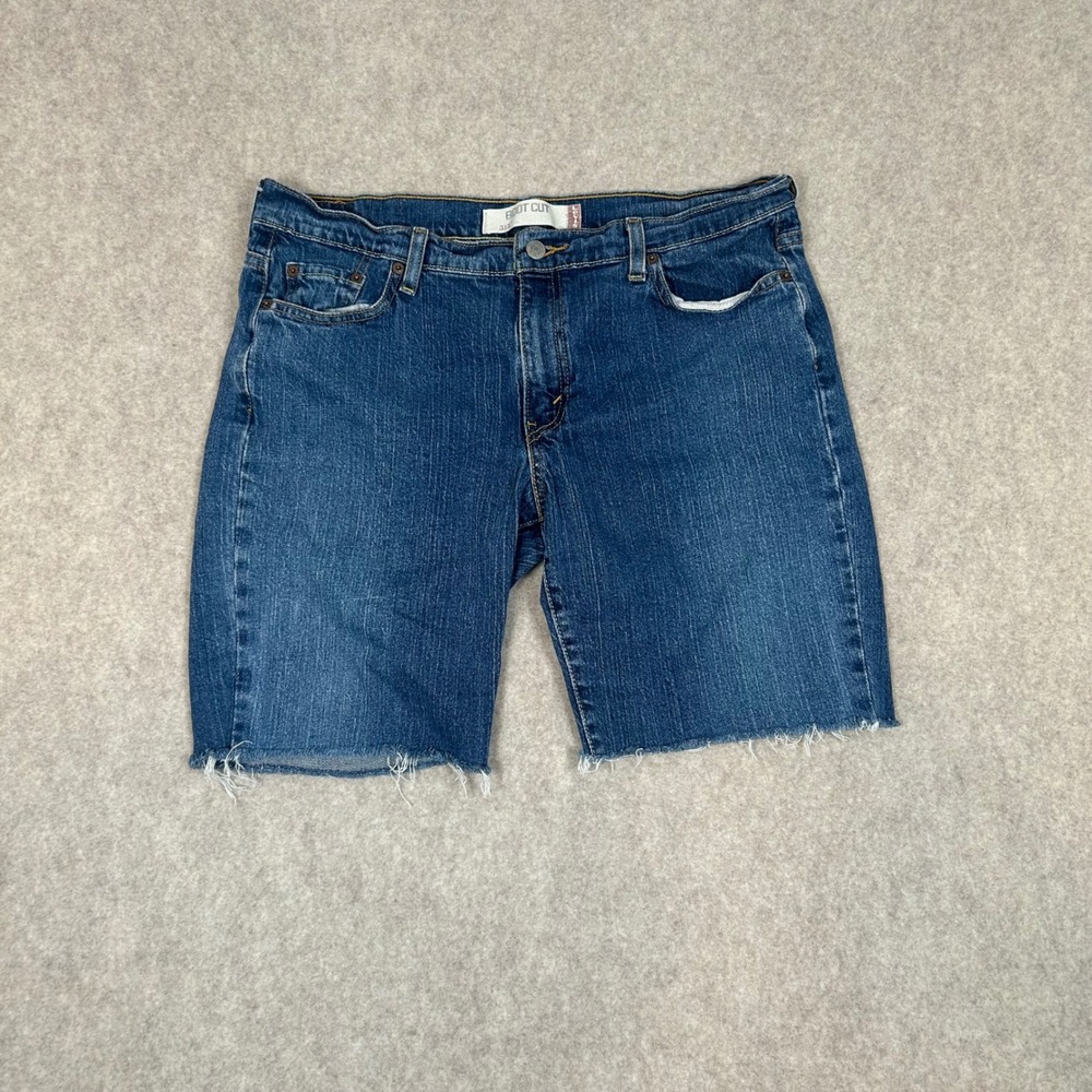 Levi's Denim Shorts Womens 14 S Blue Cutoff Raw Hem Mid Rise Stretch 515